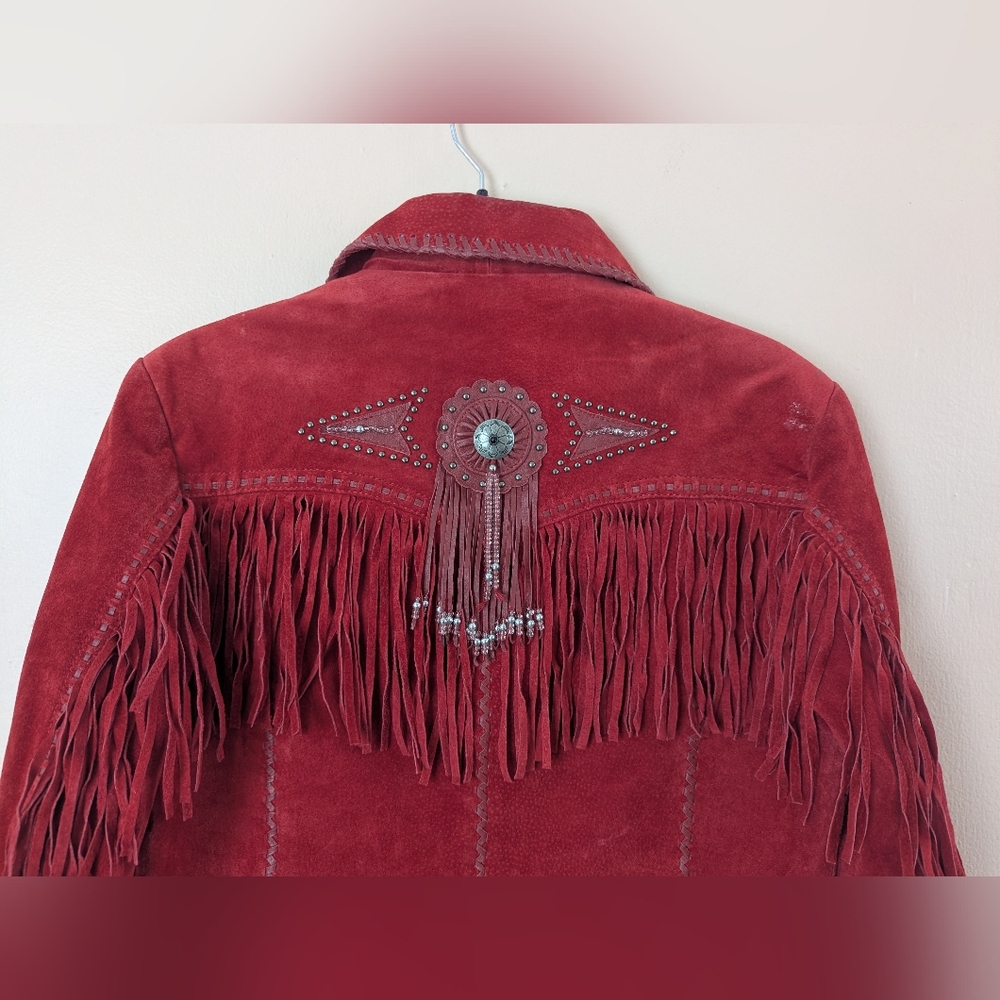 Scully Red Suede Fringe Leather Jacket (SIZE LARGE) - Picture 8 of 16